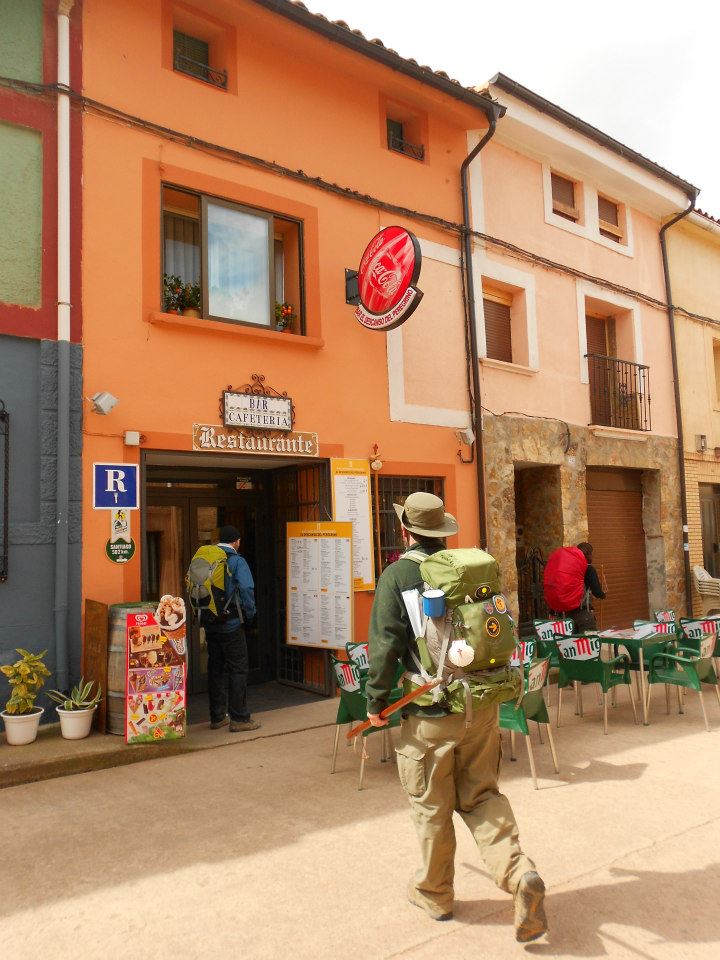 Pilgrims along the Way (town of Azofra, La Rioja, Spain)