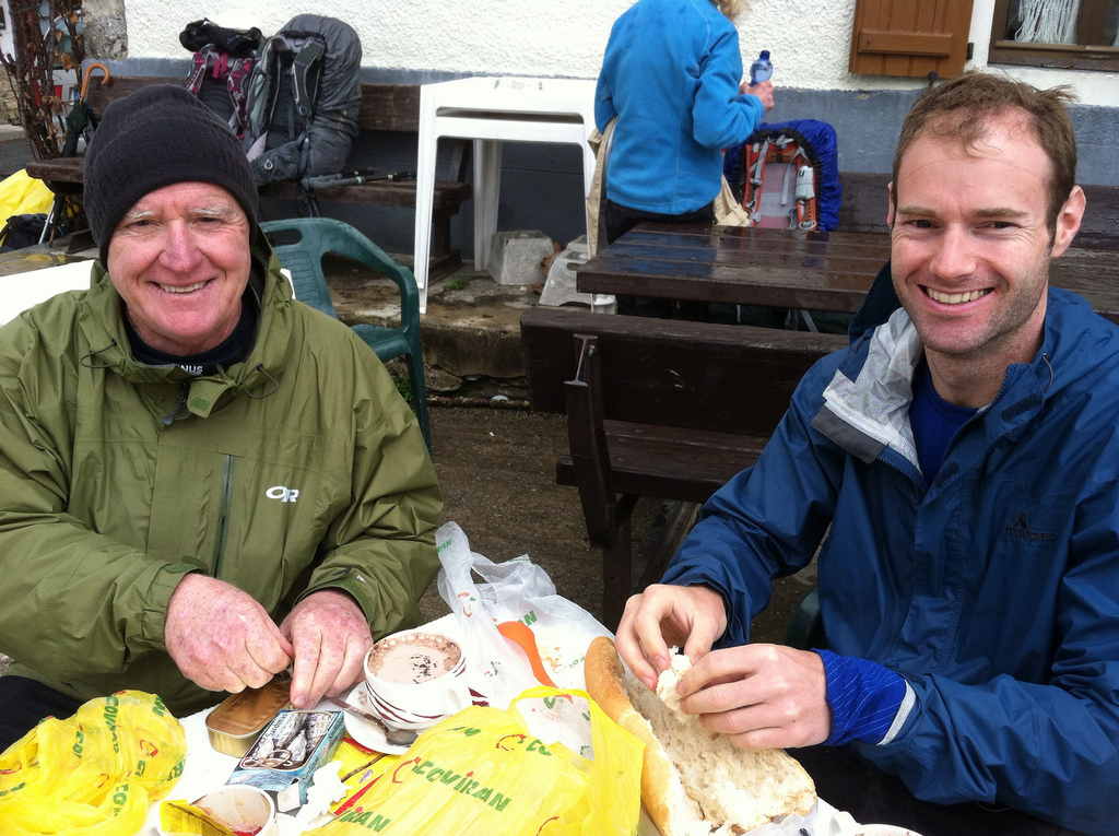 Cliff (left) and Eamon (right) - lunch in Viscarret