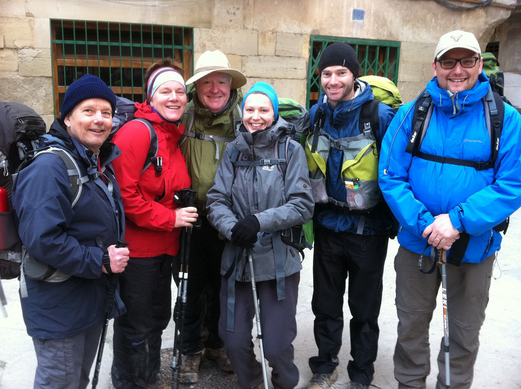 Leaving Los Arcos, (left to right): Charlie, Ali, Cliff, Petra, Eamon, Kristof
