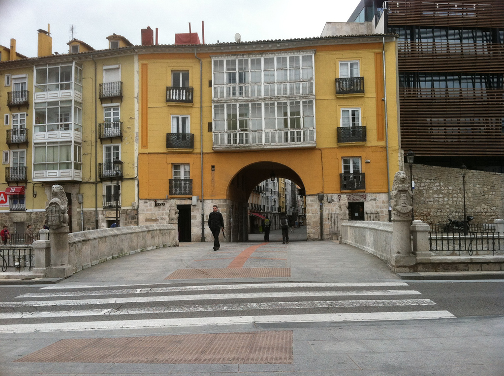 Bridge and archway into the old city in Burgos.