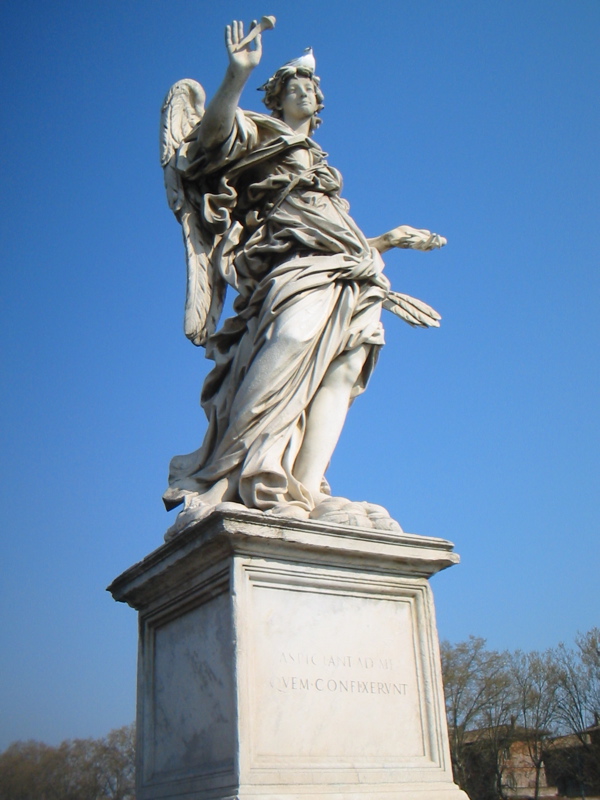 One of the giant angel statues on the bridge near Castel Sant'Angelo